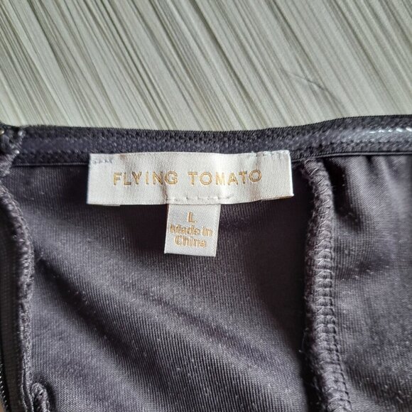 Flying Tomato Velvet Wide Leg Sleeveless Romper Feathers Black Size Large Fairy - Picture 7 of 9